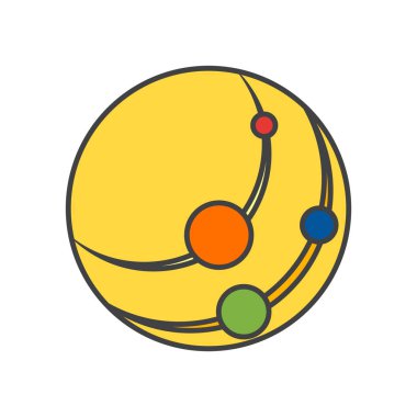 Güneş sistemi simge vektör web ve mobil uygulaması tasarımı, güneş sistemi logosu kavramı üzerinde izole beyaz arka plan