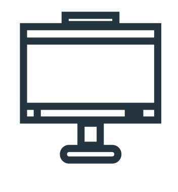 Web ve mobil uygulaması tasarım, monitör logo kavramı için beyaz arka plan üzerinde izole monitör simge vektör