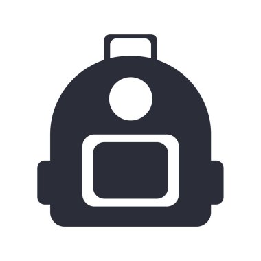 Okul çantası simge vektör web ve mobil uygulaması tasarımı, okul çantası logo kavramı üzerinde izole beyaz arka plan