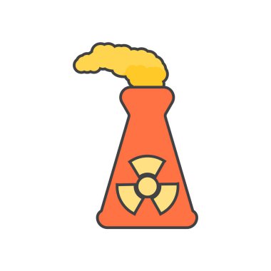 Nükleer bitki simge vektör web ve mobil uygulaması tasarımı, nükleer santral logo kavramı üzerinde izole beyaz arka plan