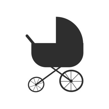 Bebek arabası siluet simge vektör web ve mobil uygulaması tasarımı, Bebek arabası siluet logo kavramı için izole üzerinde beyaz arka plan
