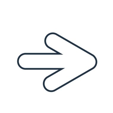 Beyaz arka plan üzerinde sağ ok şeffaf işareti izole sağ ok simge vektör