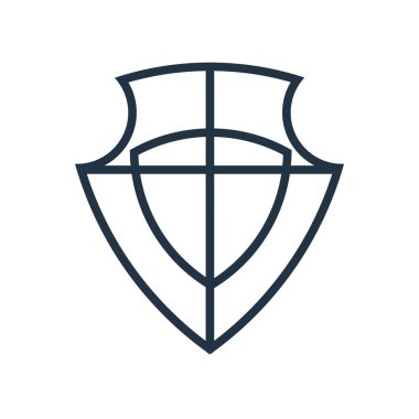 Beyaz arka plan üzerinde kalkan şeffaf işareti izole kalkan simge vektör