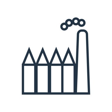 Beyaz arka plan üzerinde fabrika şeffaf işareti izole fabrika simge vektör