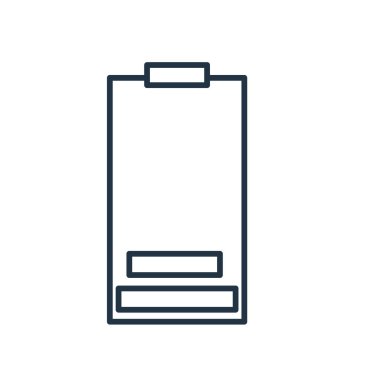 Beyaz arka plan üzerinde düşük pil şeffaf işareti izole düşük pil simgesi vektör