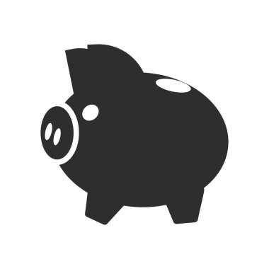 Kumbara sikke simge ile vektör web ve mobil uygulaması tasarım, sikke logo kavramı ile Piggy banka için izole üzerinde beyaz arka plan