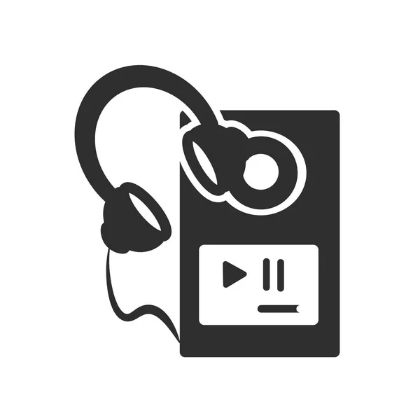 Mp3 Speler Met Koptelefoon Pictogram Vector Geïsoleerd Witte Achtergrond Voor — Stockvector