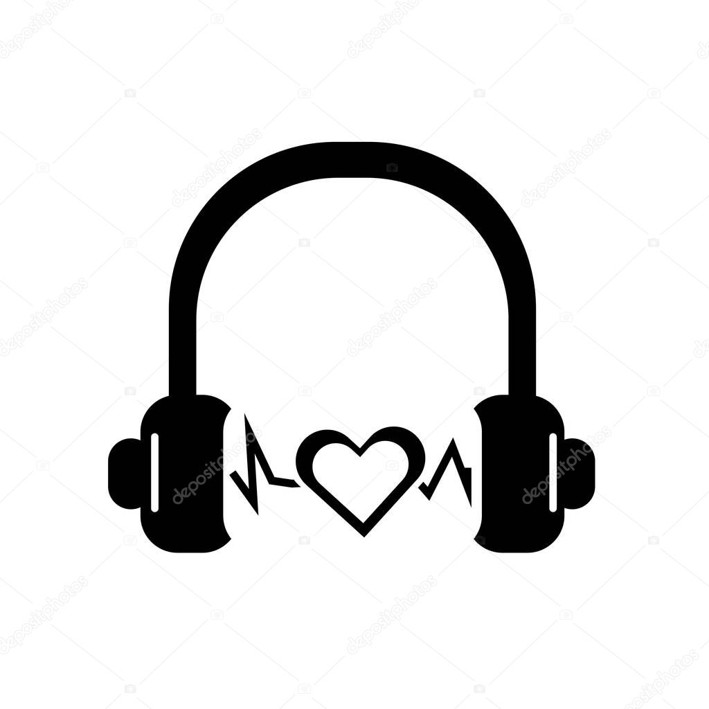 Headphone black shape icon vector isolated on white background for your web and mobile app design, Headphone black shape logo concept