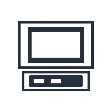 Dizüstü bilgisayar ön monitör simgesini vektör web ve mobil uygulaması tasarımı, Laptop ön monitör logo kavramı için izole üzerinde beyaz arka plan