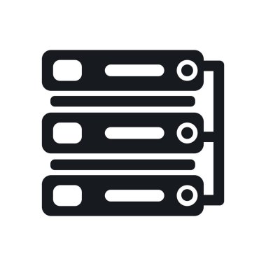 Web ve mobil uygulaması tasarımı, sunucu logo kavramı için beyaz arka plan üzerinde izole server simge vektör