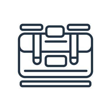 Beyaz arka plan üzerinde bavul şeffaf işareti izole bavul simge vektör