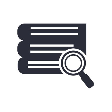 Kitaplar ve büyüteç simgesini yığını üzerinde izole beyaz arka plan web ve mobil uygulaması tasarım, kitap ve büyüteç logo kavramı yığını için vektör