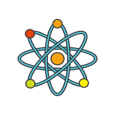 Web ve mobil uygulaması tasarımı, fizik logo kavramı için beyaz arka plan üzerinde izole simge vektör fizik