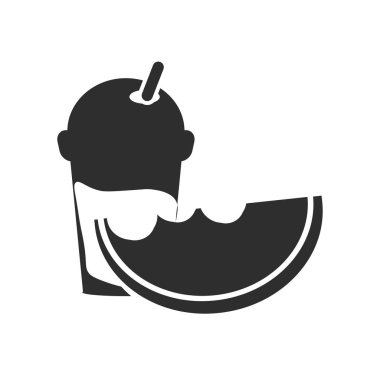 Dilim kavun ve suyu simgesinin üzerinde izole beyaz arka plan web ve mobil uygulaması tasarım, dilim kavun ve suyu logo kavramı için vektör