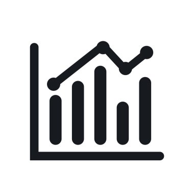 Çubuk grafik simge vektör web ve mobil uygulaması tasarımı, çubuk grafik logo kavramı üzerinde izole beyaz arka plan