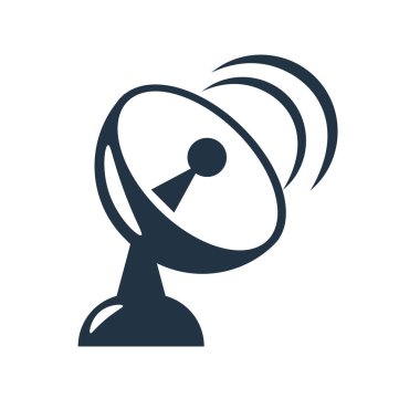 Beyaz arka plan üzerinde uydu şeffaf işareti izole uydu simge vektör