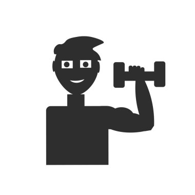 Egzersiz halter logo kavramı ile web ve mobil uygulaması tasarım için beyaz arka plan üzerinde izole dumbbells simge vektör ile egzersiz