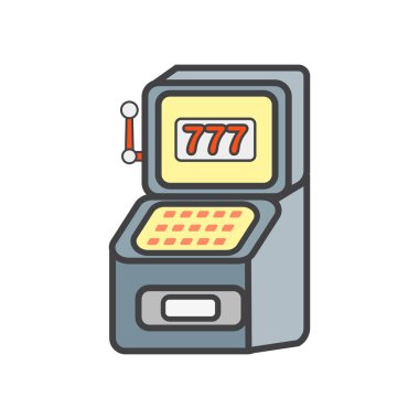 Slot makinesidir simge vektör web ve mobil uygulaması tasarımı, Slot makinesidir logo kavramı üzerinde izole beyaz arka plan