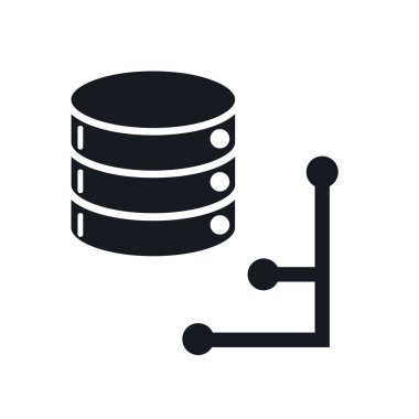 Veritabanı simge vektör web ve mobil uygulaması tasarımı, veritabanı logo kavramı için izole üzerinde beyaz arka plan