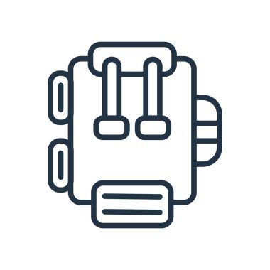 Beyaz zemin üzerine, sırt çantası şeffaf işareti izole sırt çantası simge vektör