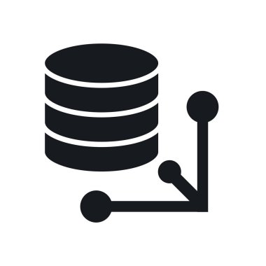 Veritabanı simge vektör web ve mobil uygulaması tasarımı, veritabanı logo kavramı için izole üzerinde beyaz arka plan