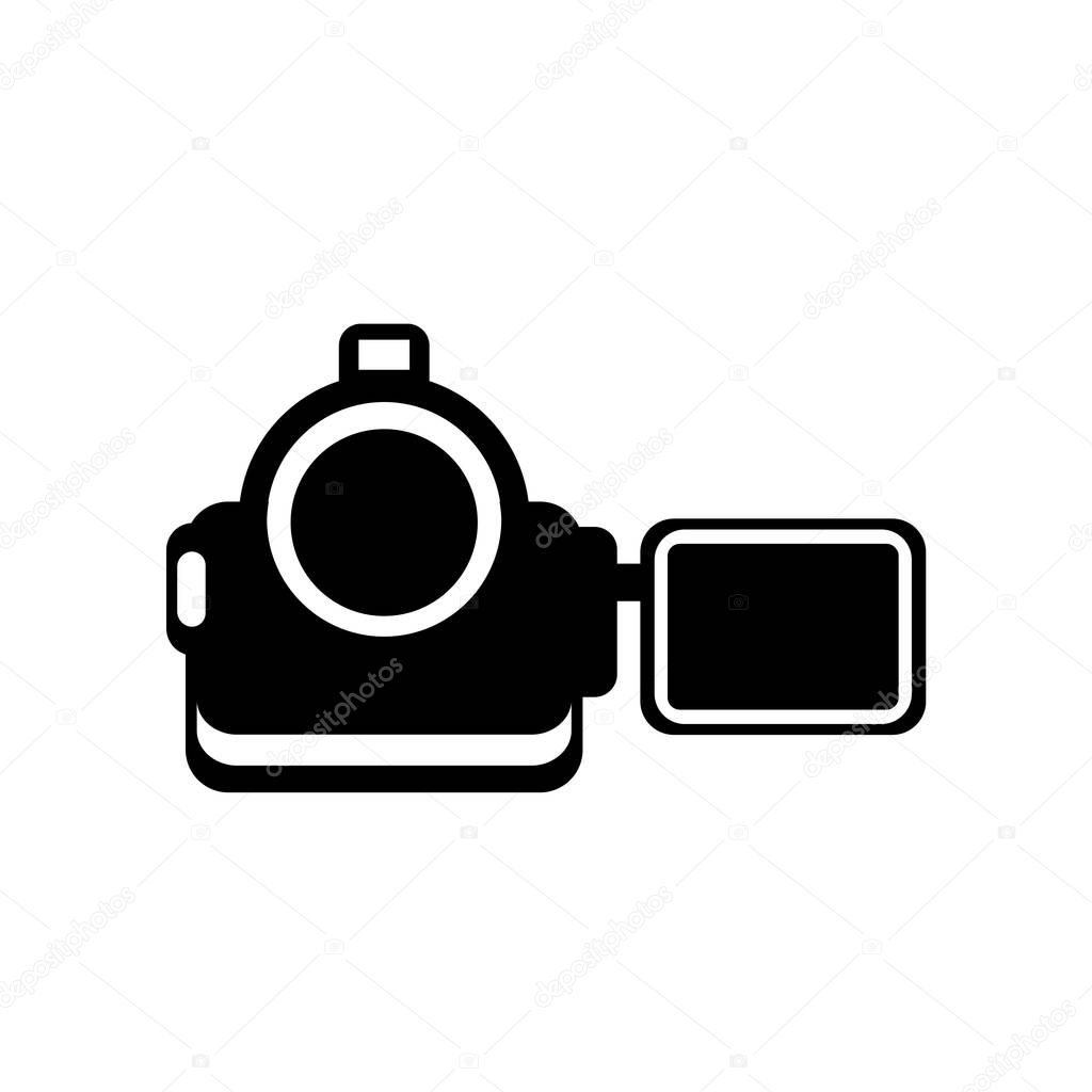 Video camera icon vector isolated on white background for your web and mobile app design, Video camera logo concept
