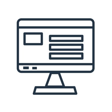 Beyaz arka plan üzerinde monitör şeffaf işareti izole monitör simge vektör