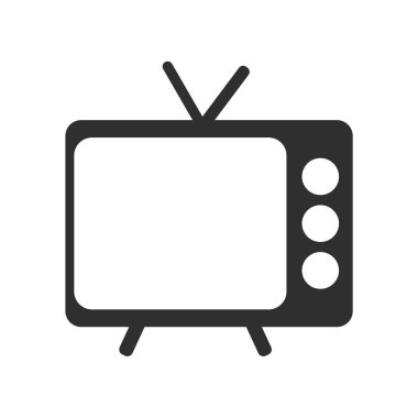 Web ve mobil uygulaması tasarımı, televizyon logo kavramı için beyaz arka plan üzerinde izole televizyon simge vektör
