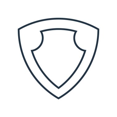 Beyaz arka plan üzerinde kalkan şeffaf işareti izole kalkan simge vektör