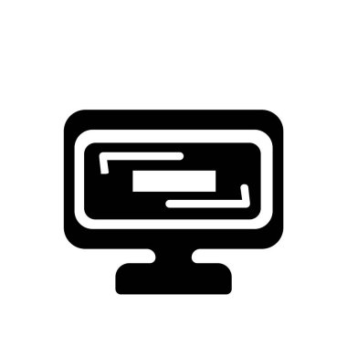 Ekran siyah simge vektör, web ve mobil uygulaması tasarım için beyaz arka plan üzerinde izole siyah logo kavramında ekran