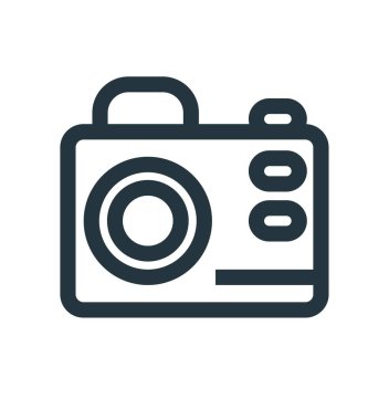 Fotoğraf kamera simgesi üzerinde izole beyaz arka plan web ve mobil uygulaması tasarım, fotoğraf kamera logo kavramı için vektör