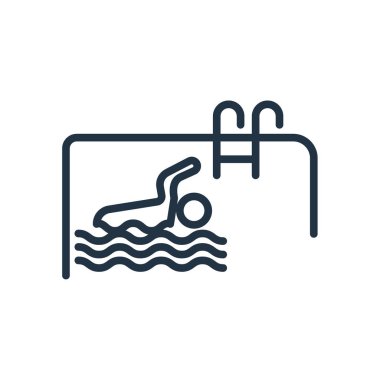 Yüzme Havuzu simge vektör beyaz arka plan üzerinde yüzme havuzu şeffaf işareti izole