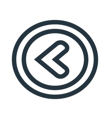 Sol ok simge vektör web ve mobil uygulaması tasarımı, sol ok logo kavramı için izole üzerinde beyaz arka plan