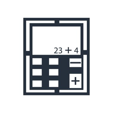 Web ve mobil uygulaması tasarımı, hesap makinesi logo kavramı için beyaz arka plan üzerinde izole hesap makinesi simge vektör