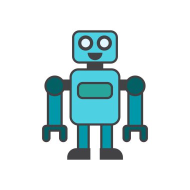 Web ve mobil uygulaması tasarımı, Robot logo kavramı için beyaz arka plan üzerinde izole robot simge vektör