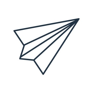 Beyaz arka plan üzerinde kağıt uçak şeffaf işareti izole kağıt uçak simge vektör