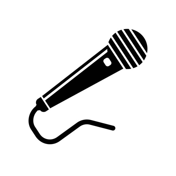 Microphone black shape icon vector isolated on white background for your web and mobile app design, Microphone black shape logo concept