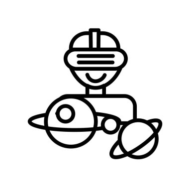 Beyaz arka plan üzerinde Virtua izole sanal gerçeklik simge vektör