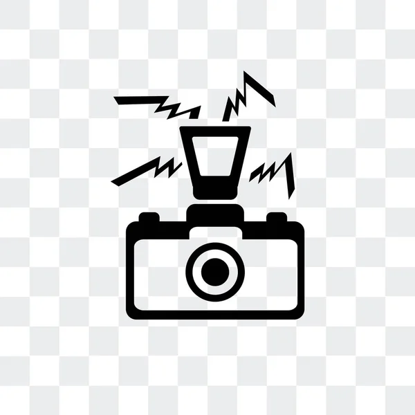 Fotokamera med blixt vektor ikonen isolerade på transparent baksida — Stock vektor