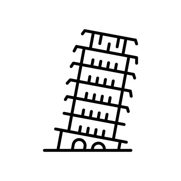比萨塔图标矢量隔离在白色背景, 塔 — 图库矢量图片