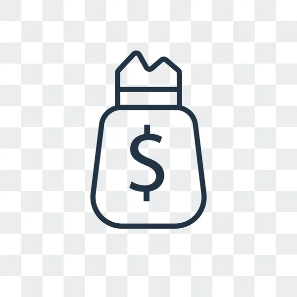 Peníze pytle vektorové ikony izolované na průhledné pozadí, design loga pytel peněz — Stockový vektor
