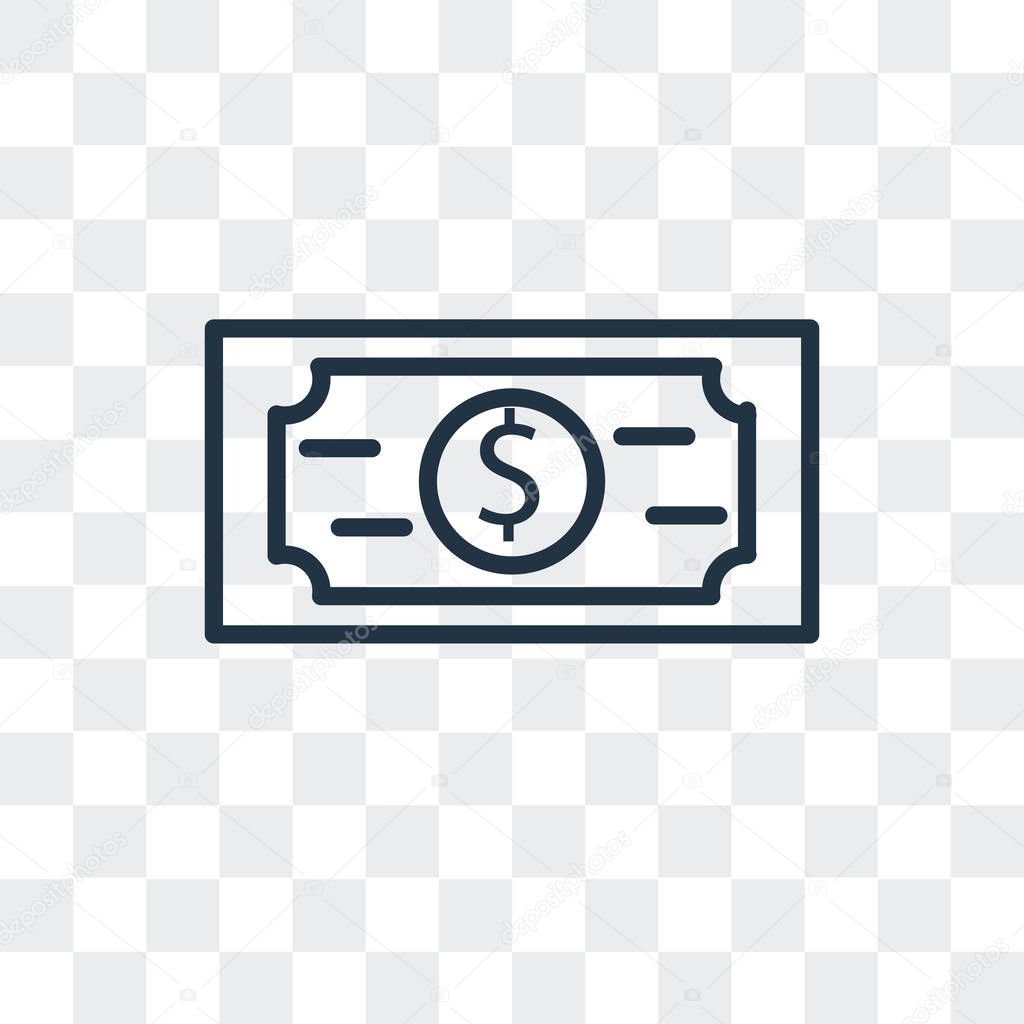 Dollar bill vector icon isolated on transparent background, Dollar bill logo concept