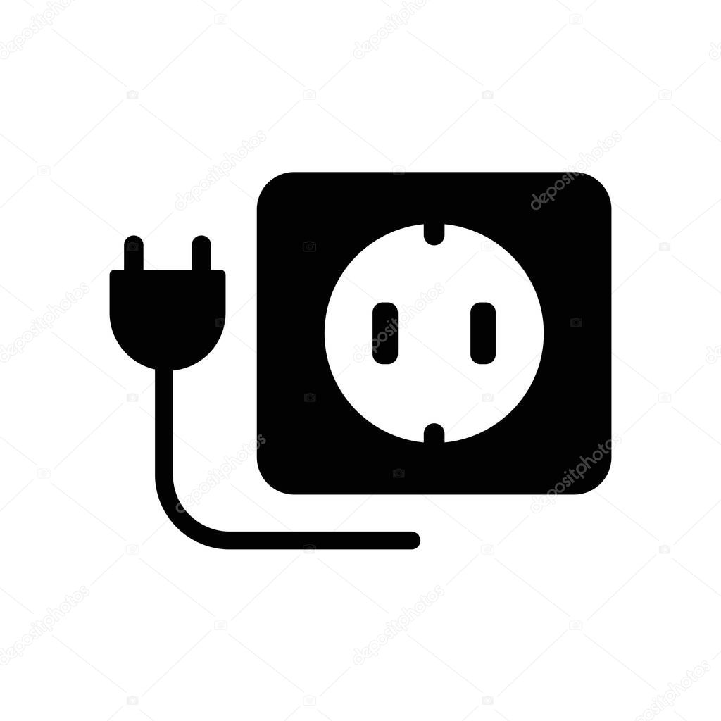 Socket icon vector isolated on white background, Socket transparent sign , dark pictogram