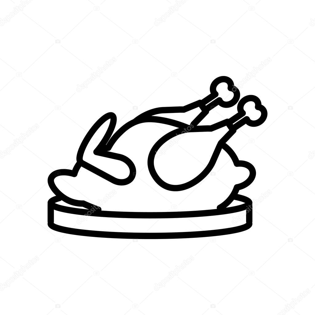 Chicken icon vector isolated on white background, Chicken transparent sign , line or linear sign, element design in outline style