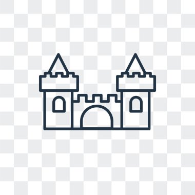 Saydam arka plan üzerinde kale logo tasarımı izole Castle vektör simgesi