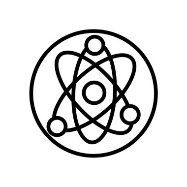 Beyaz arka plan üzerinde Atom işareti izole atom simge vektör