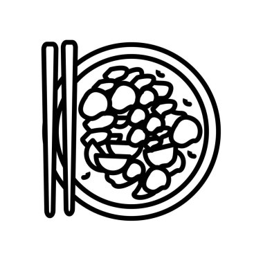 Beyaz arka plan üzerinde Kung izole Kung pao tavuk simge vektör 