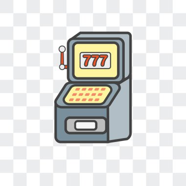 Saydam arka plan üzerinde Slo izole slot makinesidir vektör simgesi