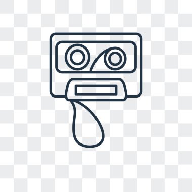 Saydam arka plan üzerinde kaset logo tasarımı izole kaset vektör simgesi