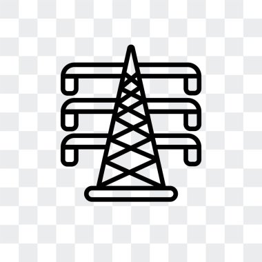 Saydam arka plan üzerinde elektrik Kulesi logo tasarımı izole elektrik Kulesi vektör simgesi